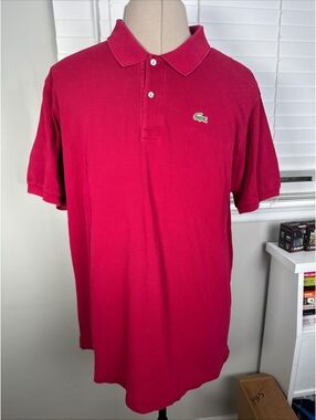 Vtg Lacoste Men's Polo Shirt Red Cotton XL Made In France